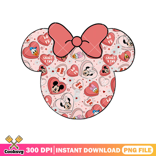 Minnie head valentine and friends png, minnie head png, mickey valentine png