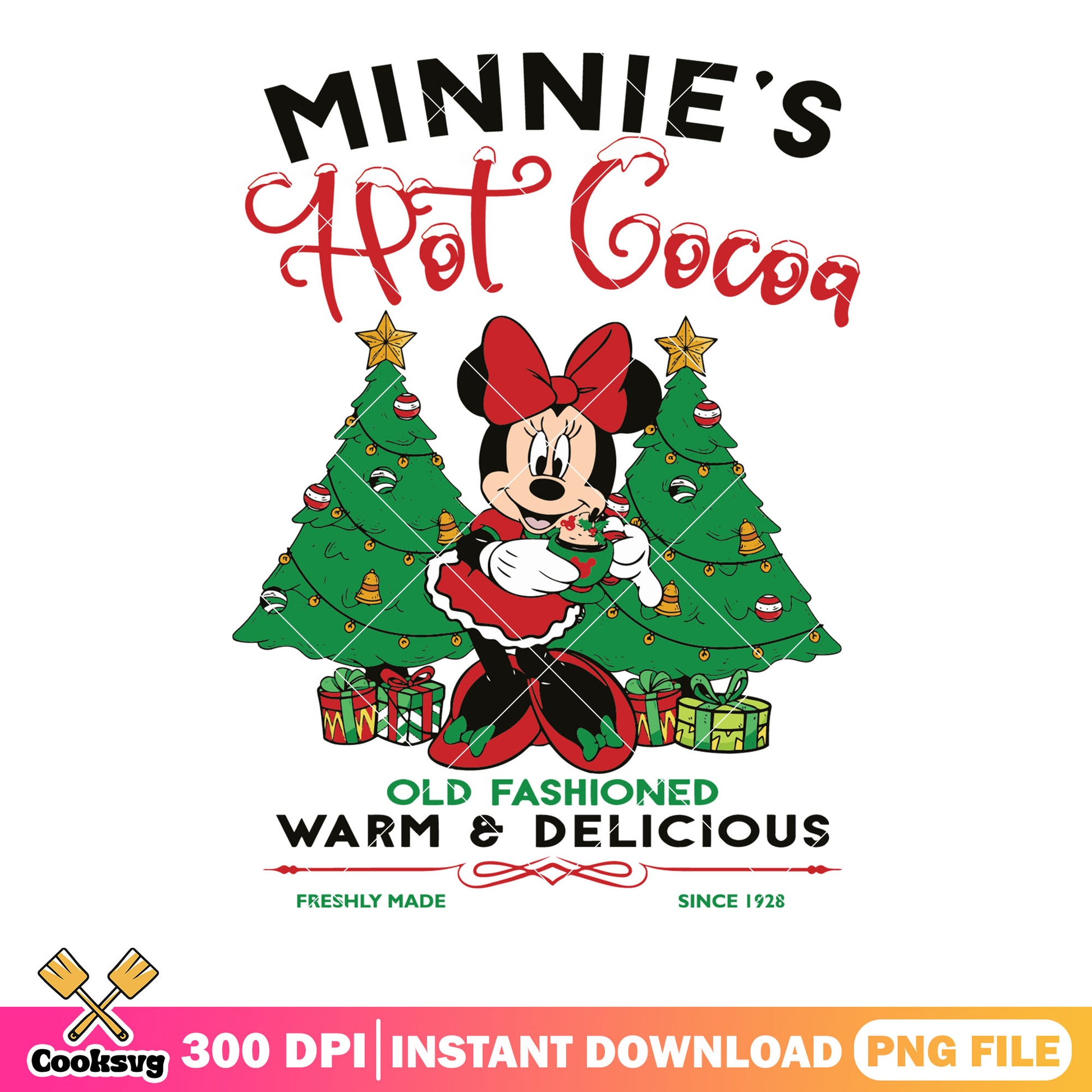 Minnie hot cocoa warm and delicious png, minnie mouse png, christmas png