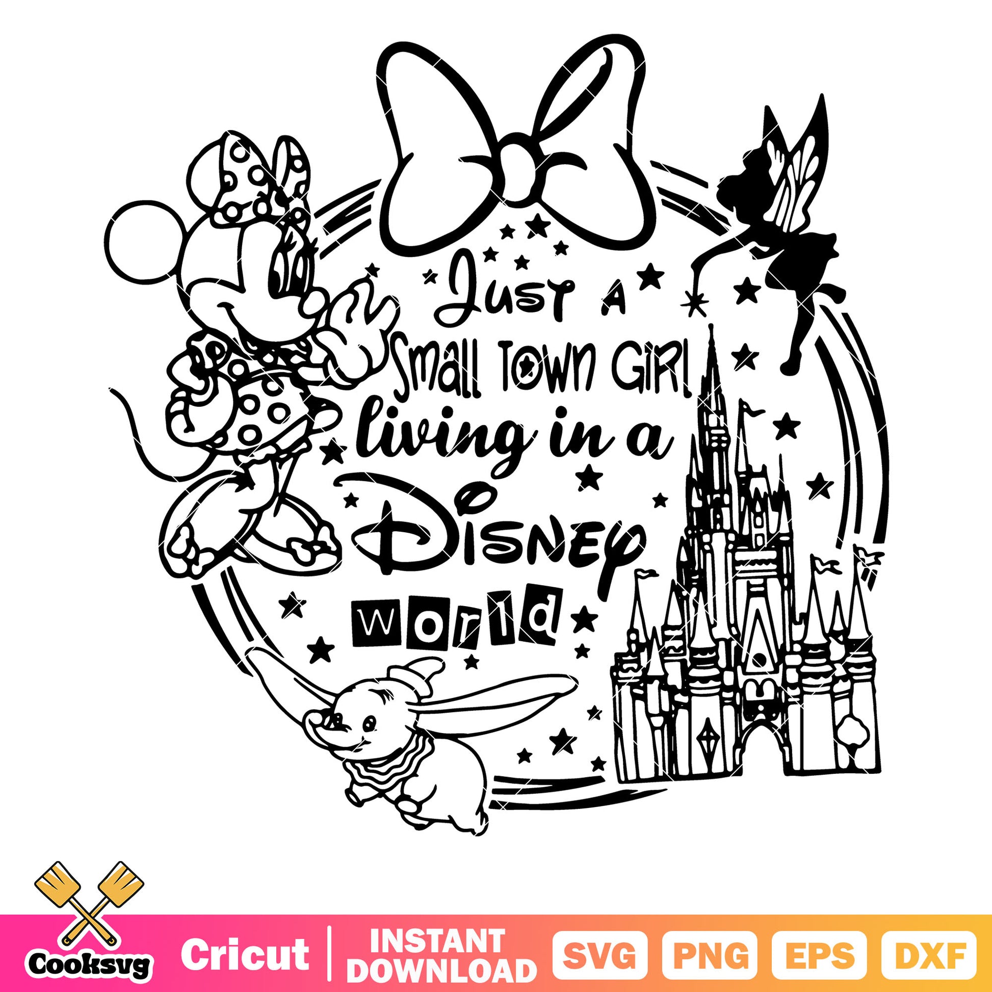 Minnie just a small town girl svg, disney world castle​ svg