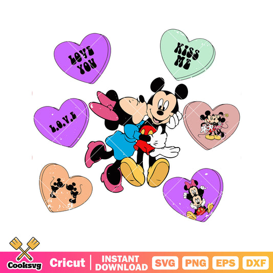 Minnie kiss mickey valentine svg, disney valentine svg, mickey valentine svg