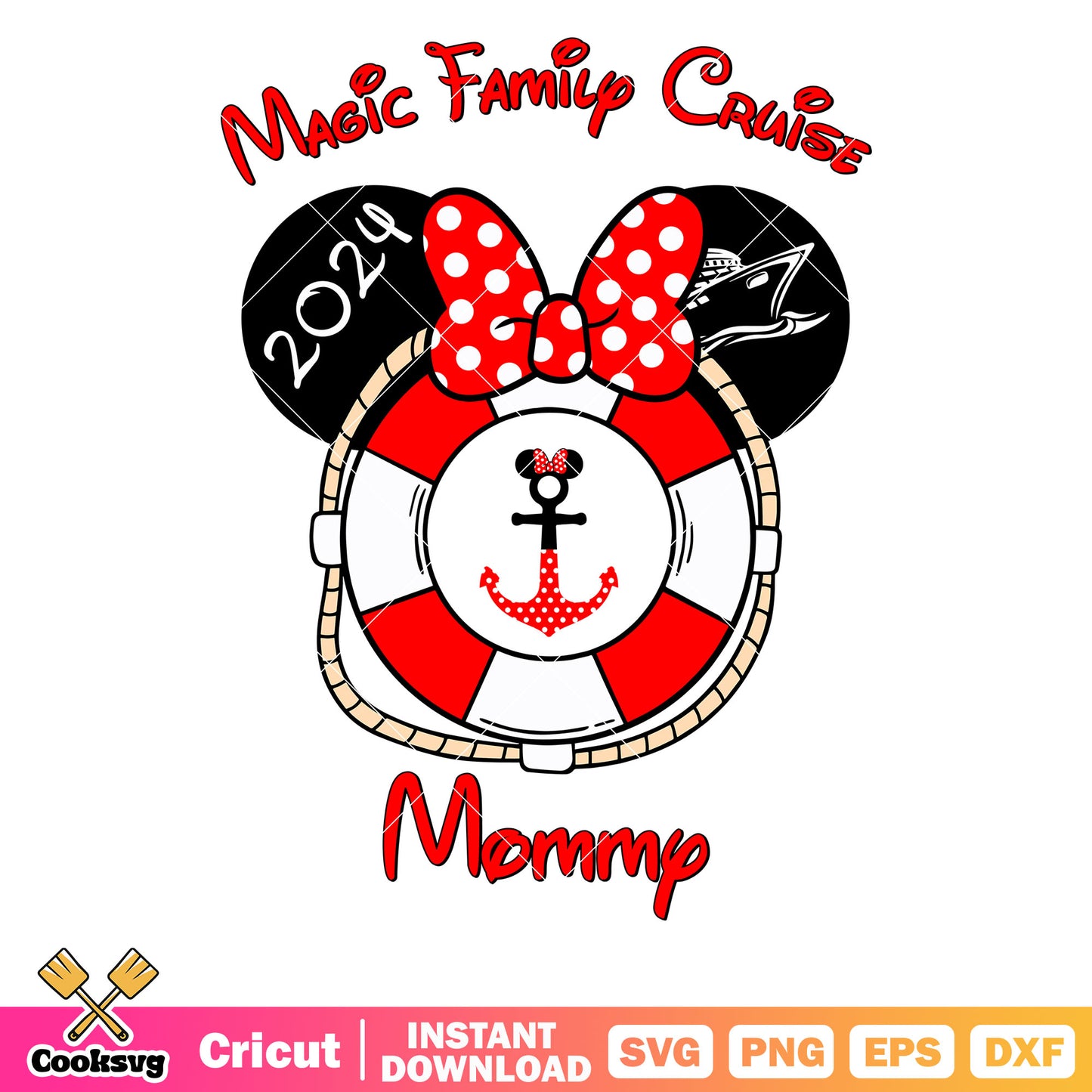 Minnie lifebuoy magic family cruise mommy svg, disney cruise svg, minnie head svg