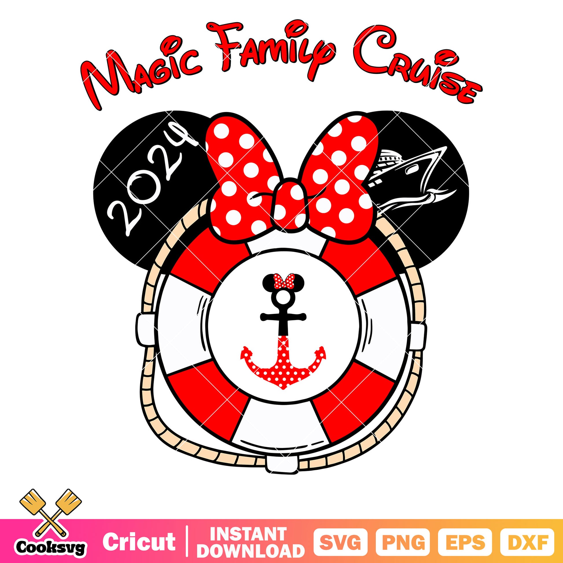 Minnie lifebuoy magic family cruise svg, disney cruise svg, minnie head svg