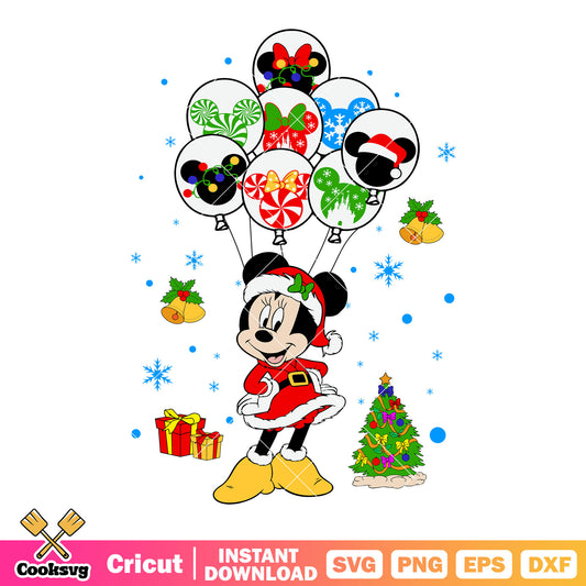 Minnie merry christmas ballon disney svg