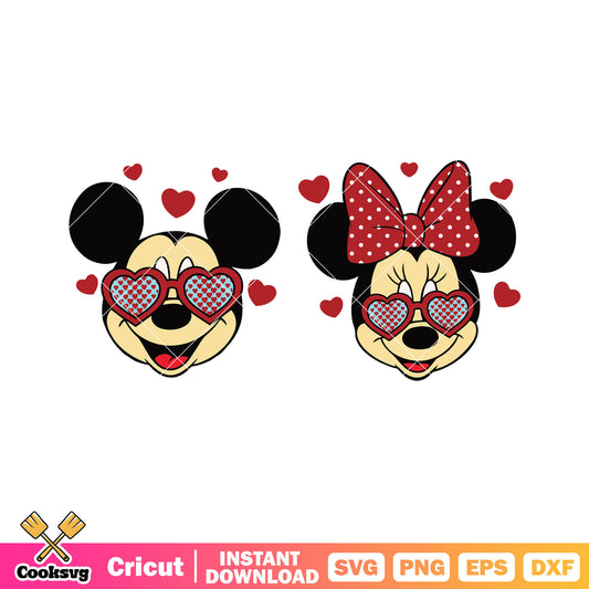 Minnie mickey head love svg, mickey minnie valentine svg