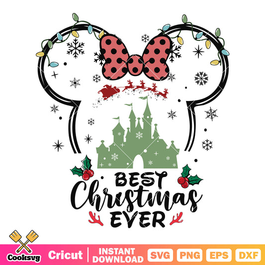 Minnie mouse best christmas ever head svg