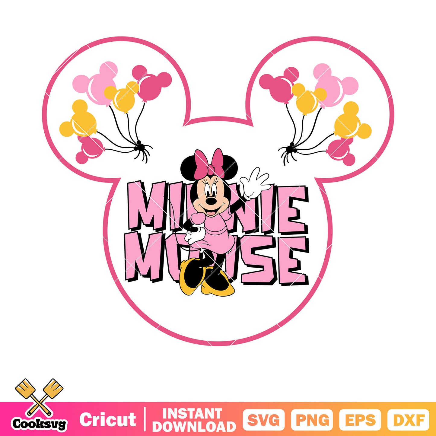 Minnie mouse disney pink vibe svg, minnie mouse head svg, disney minnie svg