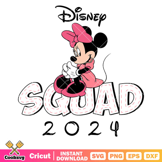 Minnie mouse disney squad 2024 svg design, disney squad​ svg