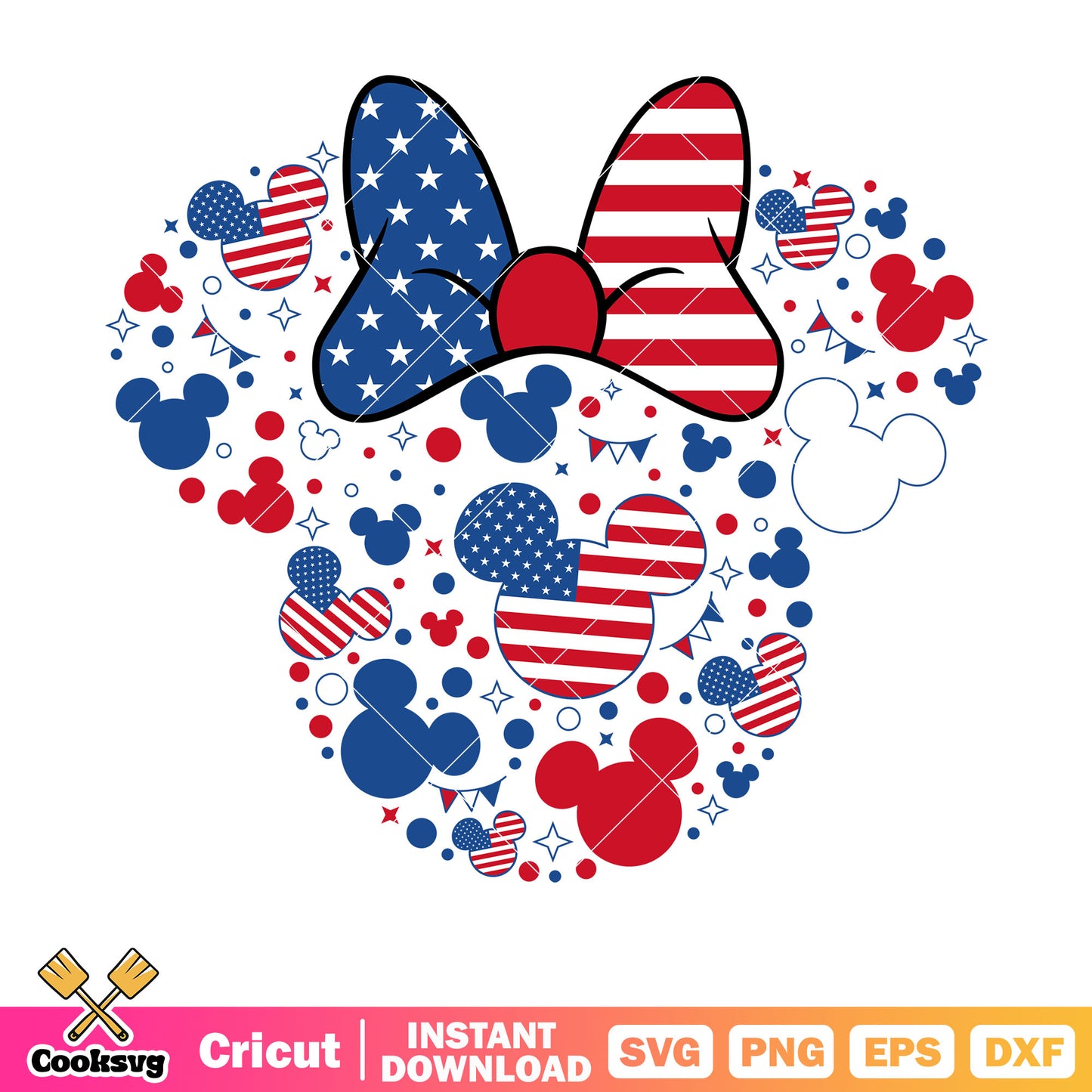 Minnie mouse head 4th of july svg, 4th of july mickey​ svg, disney 4th of july svg