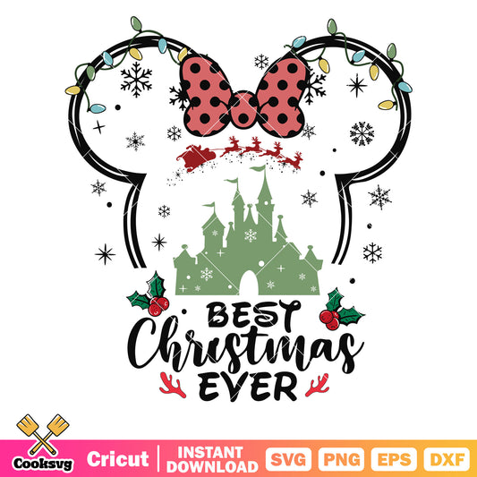 Minnie mouse head best christmas ever svg