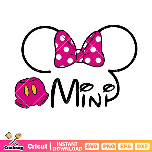 Minnie mouse head mini disney svg, minnie mouse head svg, minnie disney svg