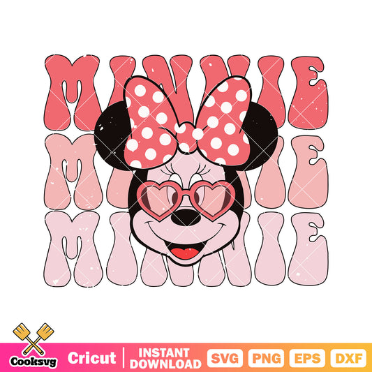 Minnie mouse head name valentine svg, minnie mouse valentine svg