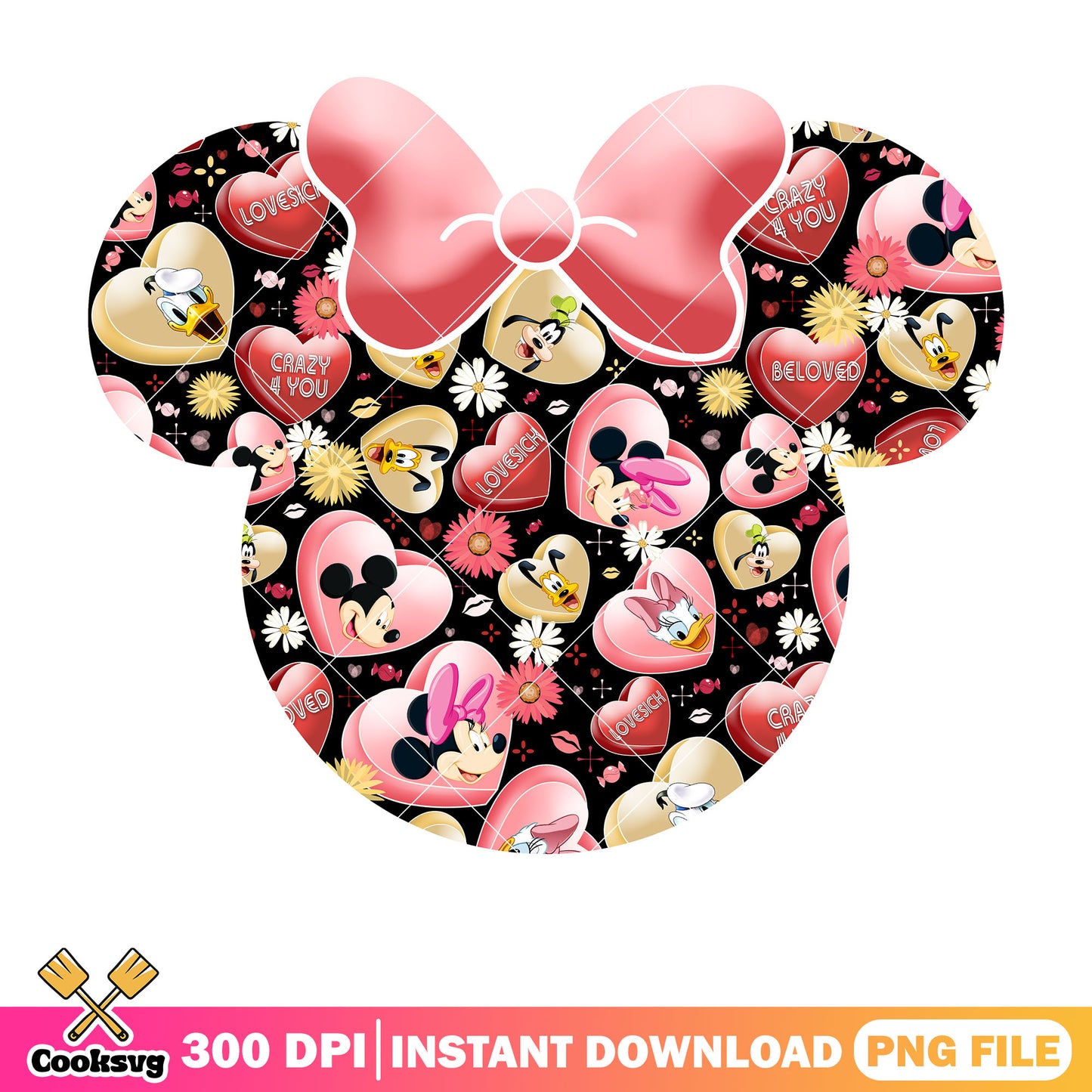 Minnie mouse head pink valentine png, pink valentine png, minnie head png