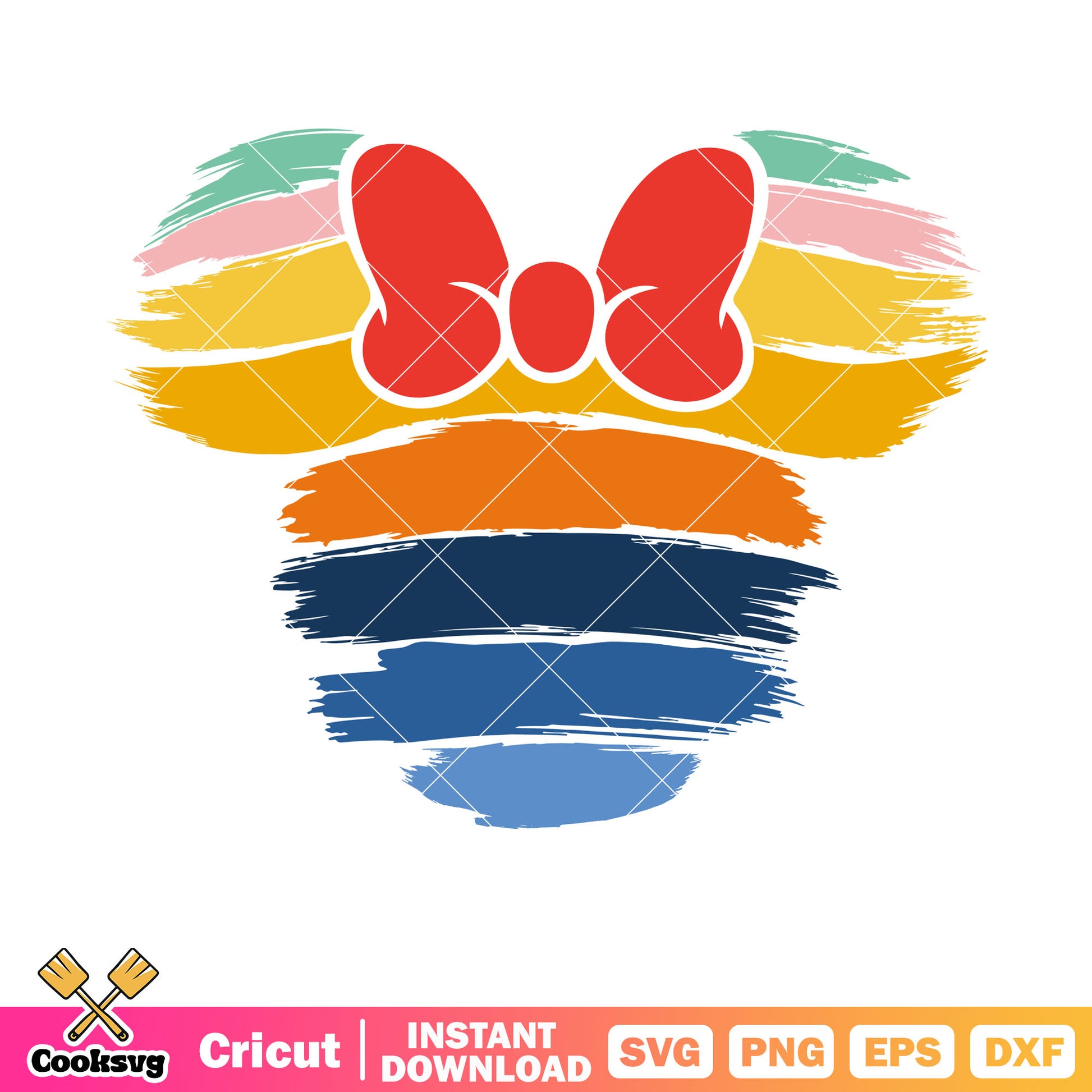 Minnie mouse head rainbow svg, minnie mouse head svg, disney minnie svg