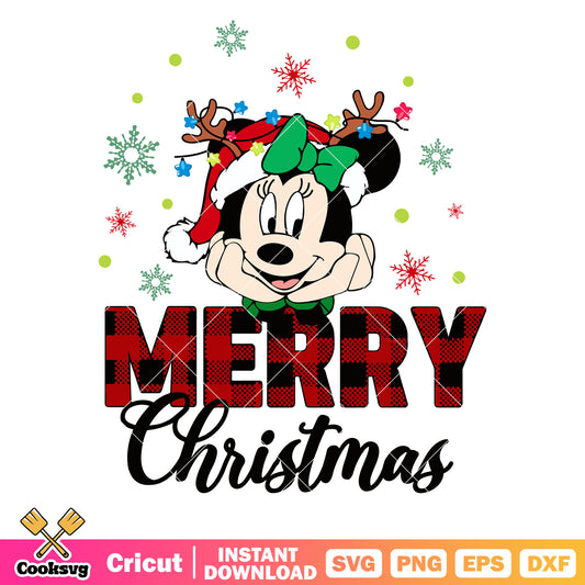 Minnie mouse head red merry christmas svg
