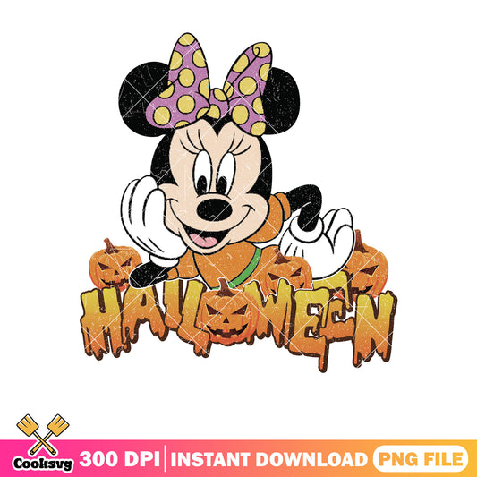 Minnie mouse in halloween png, halloween spirit png, cute minnie png