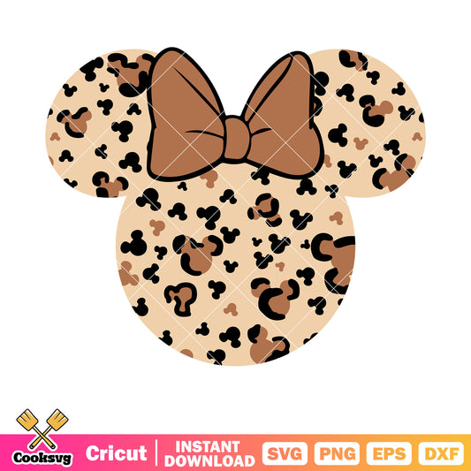 Minnie mouse leopart head svg, minnie mouse head svg, disney minnie svg