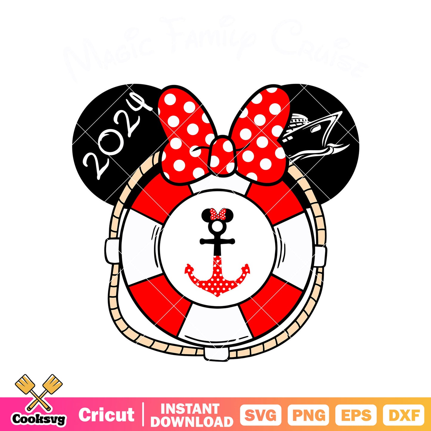 Minnie mouse lifebuoy head cruise svg, disney cruise svg, minnie head svg