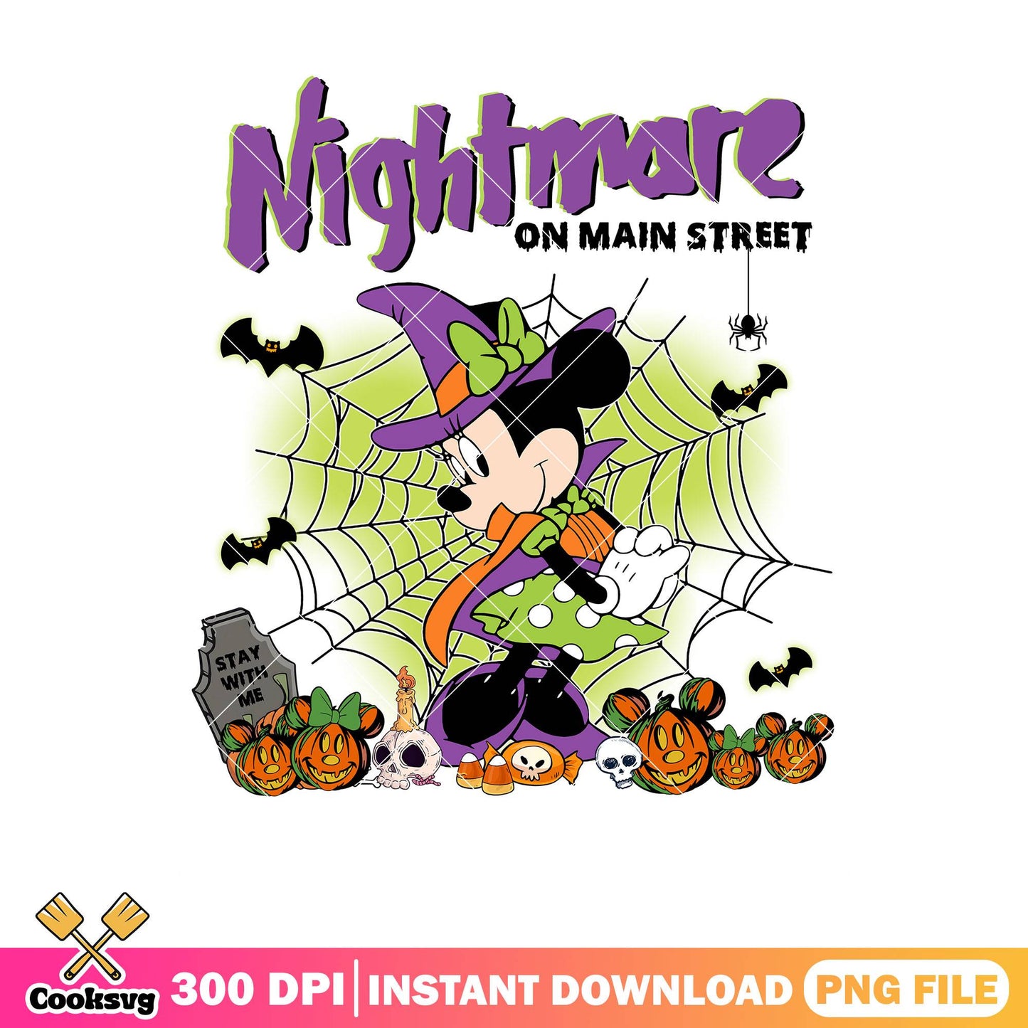 Minnie nightmare main street png, horror minnie png, halloween day png