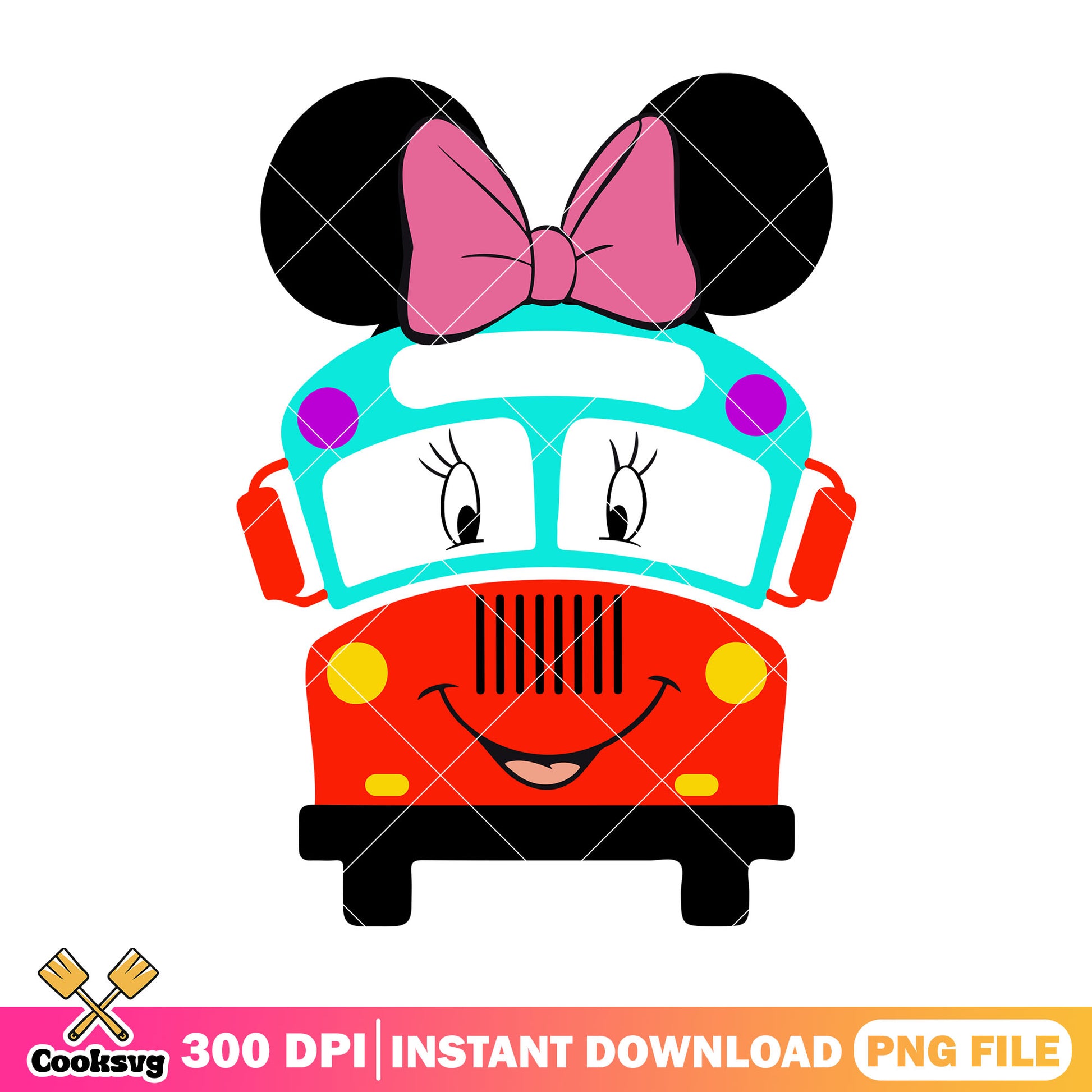 Minnie school bus png, minnie cute png, happy back to school png
