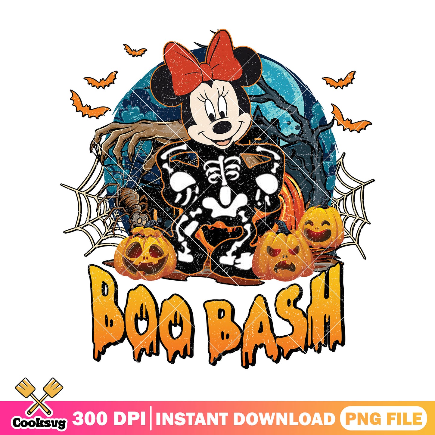 Minnie skeleton night png, minnie cute png, happy halloween png