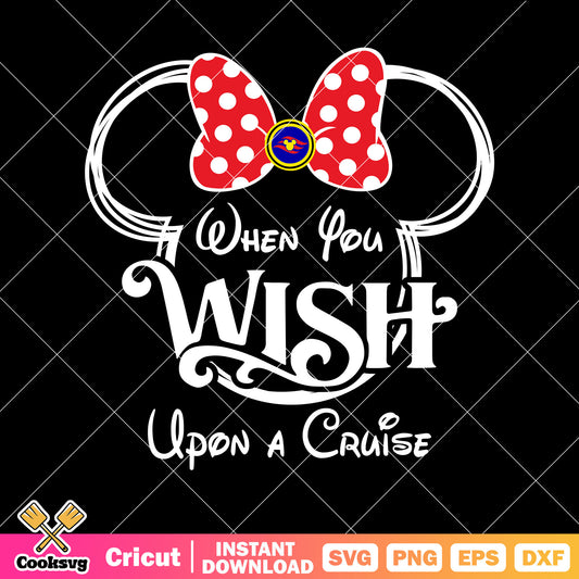 Minnie when you wish upon a cruise black svg, minnie head svg, disney cruise svg