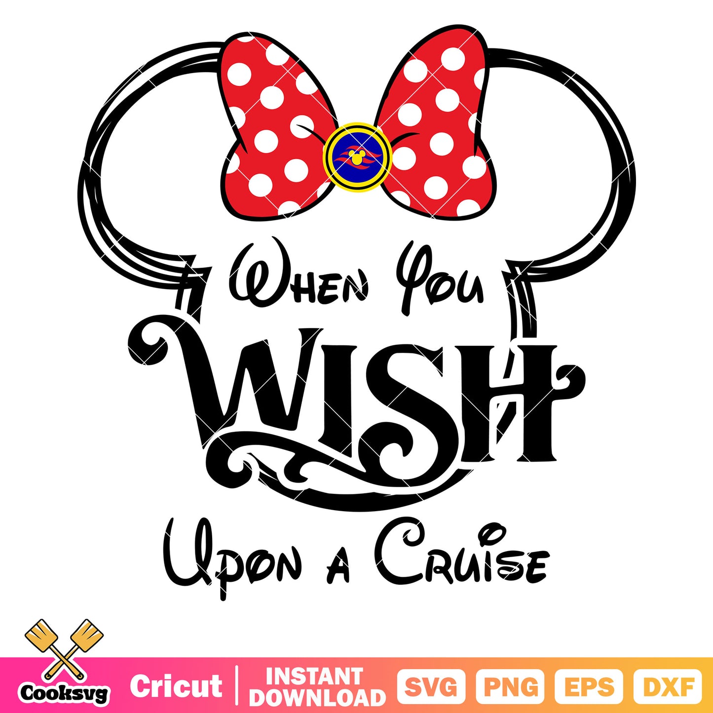 Minnie when you wish upon a cruise svg, minnie head svg, disney cruise svg