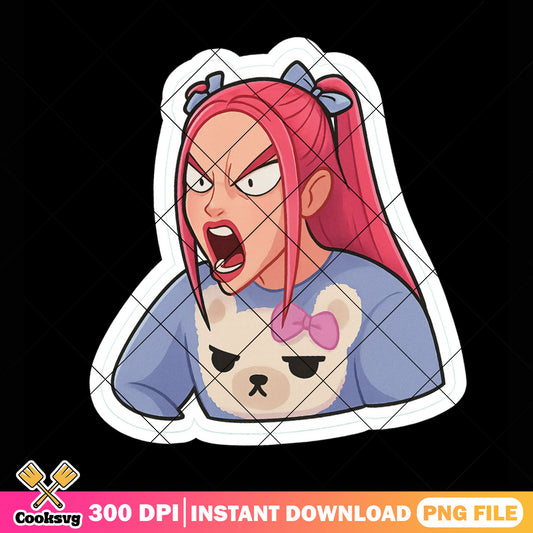 Mira anger lovely png sticker, mira kpop png, huntrix member png