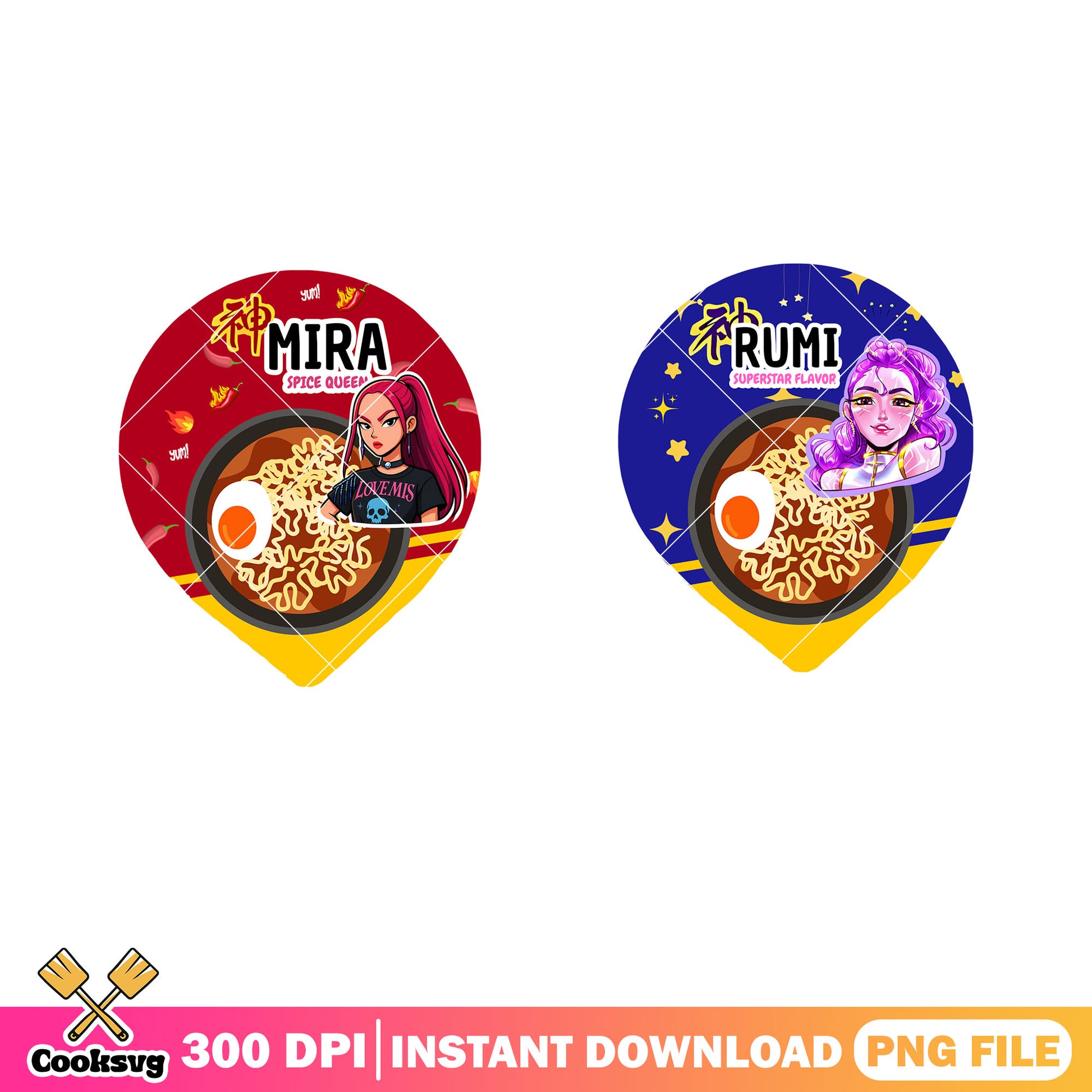 Mira rumi huntrix png, japanese ramen​ png, kpop demon hunter png
