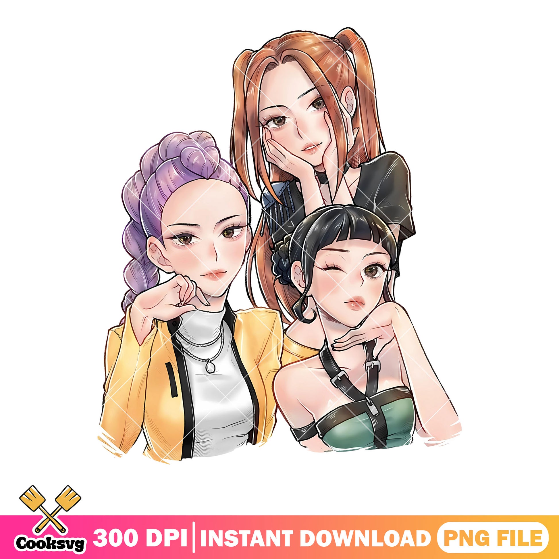 Mira rumi zoey anime png, girls kpop poster png, anime girls png
