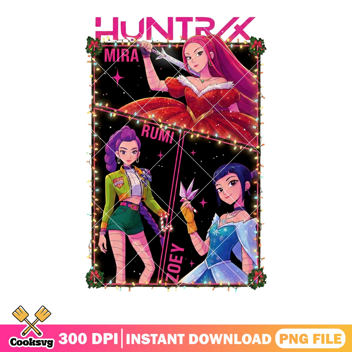 Mira rumi zoey comic christmas png, huntrix png, kpop demon hunters png