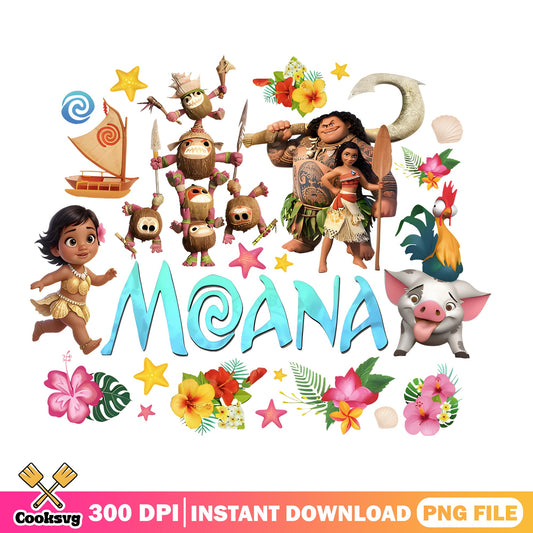 Moana Characters Bundle PNG, Disney Moana PNG, Maui PNG