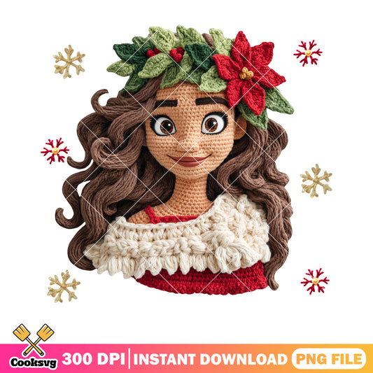 Moana lovely crochet xmas png, moana 2 png, merry christmas png