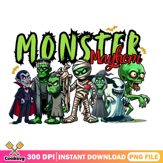 Monster Mayhem Halloween PNG, Spooky Monsters PNG, Halloween PNG