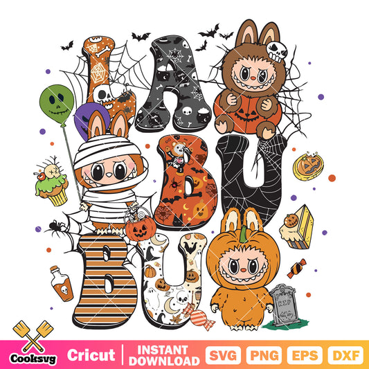 Monster labubu halloween vibes svg, halloween vibes svg, labubu halloween svg