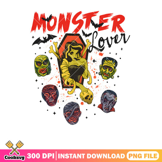 Monster lover horror png, halloween monster png, love halloween png