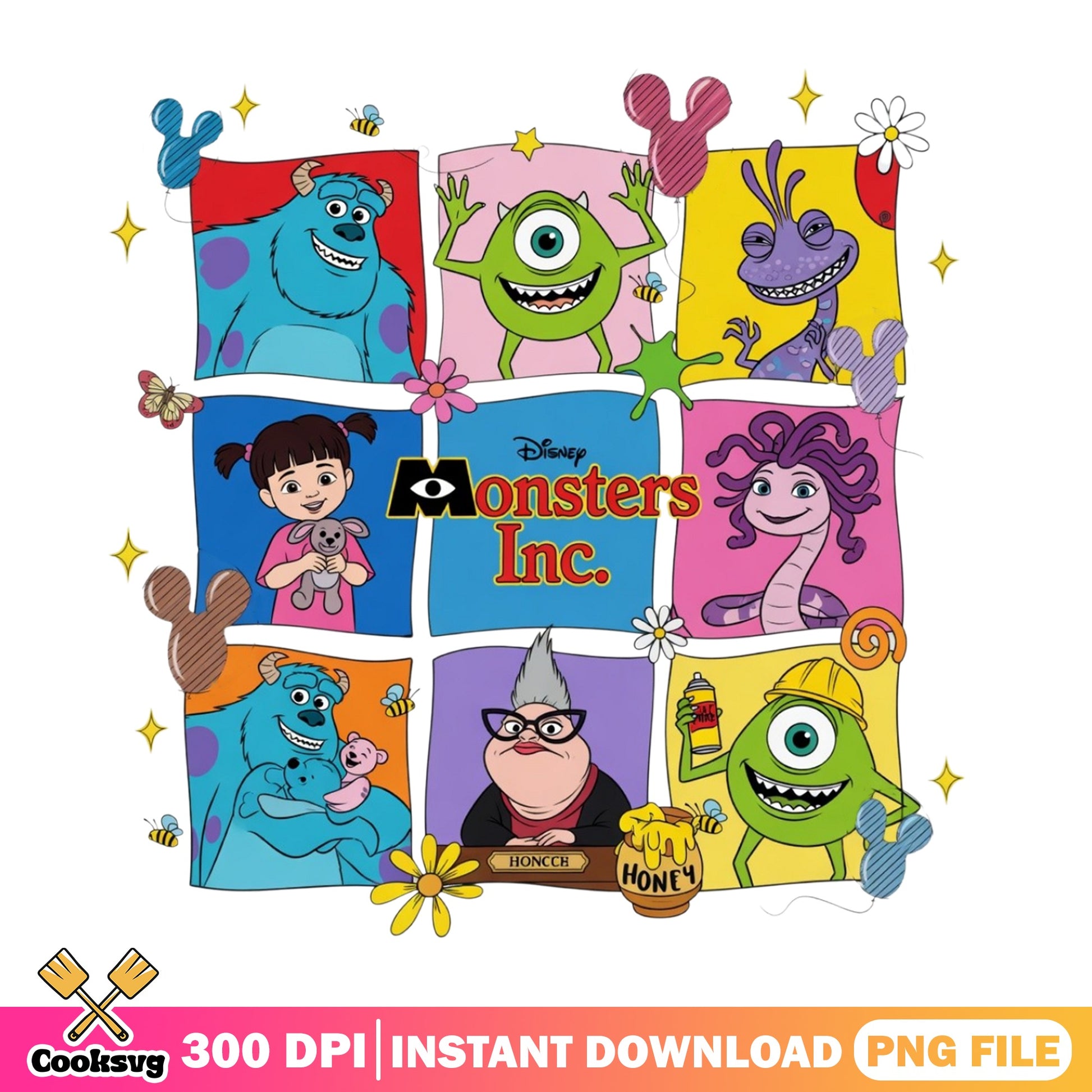 Monsters Inc Characters Bundle PNG, Disney Pixar PNG, Sulley Mike PNG