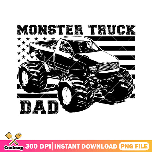 Monster truck dad png, american flag png, extreme truck​ png, funny daddy png