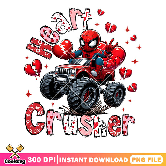 Monster truck valentine png, spider man png, marvel valentine png