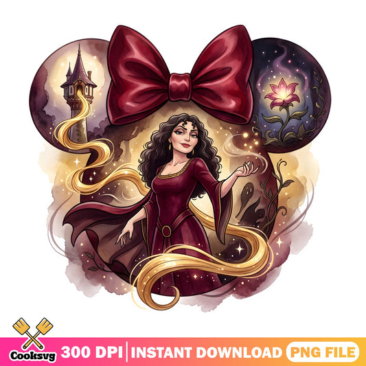 Mother Gothel Minnie Mouse Ears PNG, Disney Villain PNG, Tangled PNG