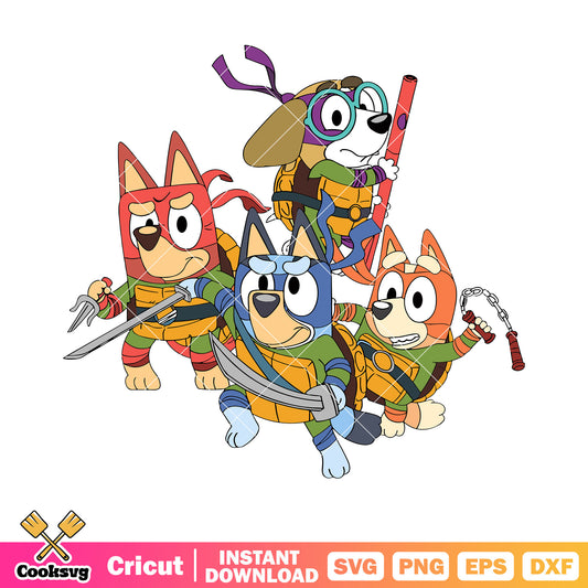 Movie Bluey svg, ninja turtle costume svg, cartoon for kids svg