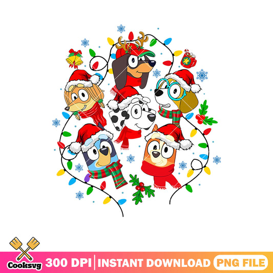 Movie  bluey light christmas cartoon png, christmas bluey png, bluey friends png