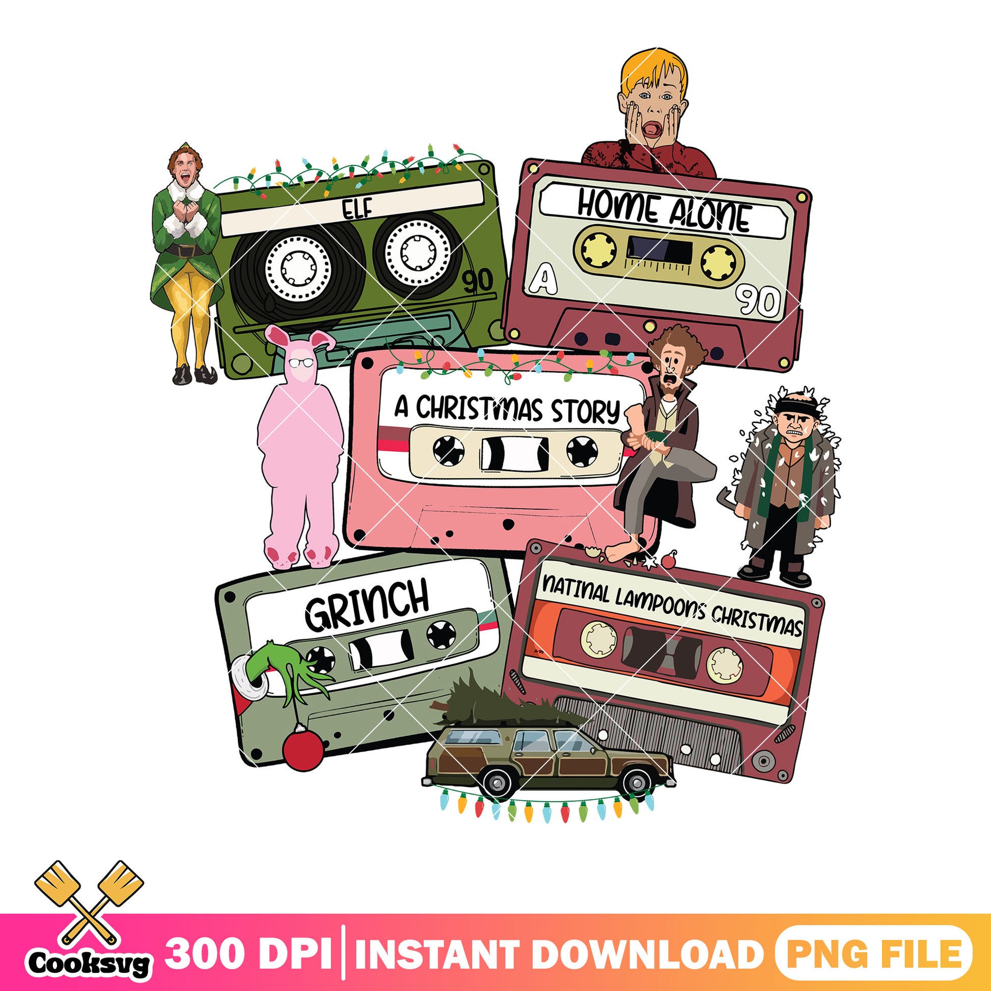 Movie cassette tapes png, classic holiday png, films vintage art png