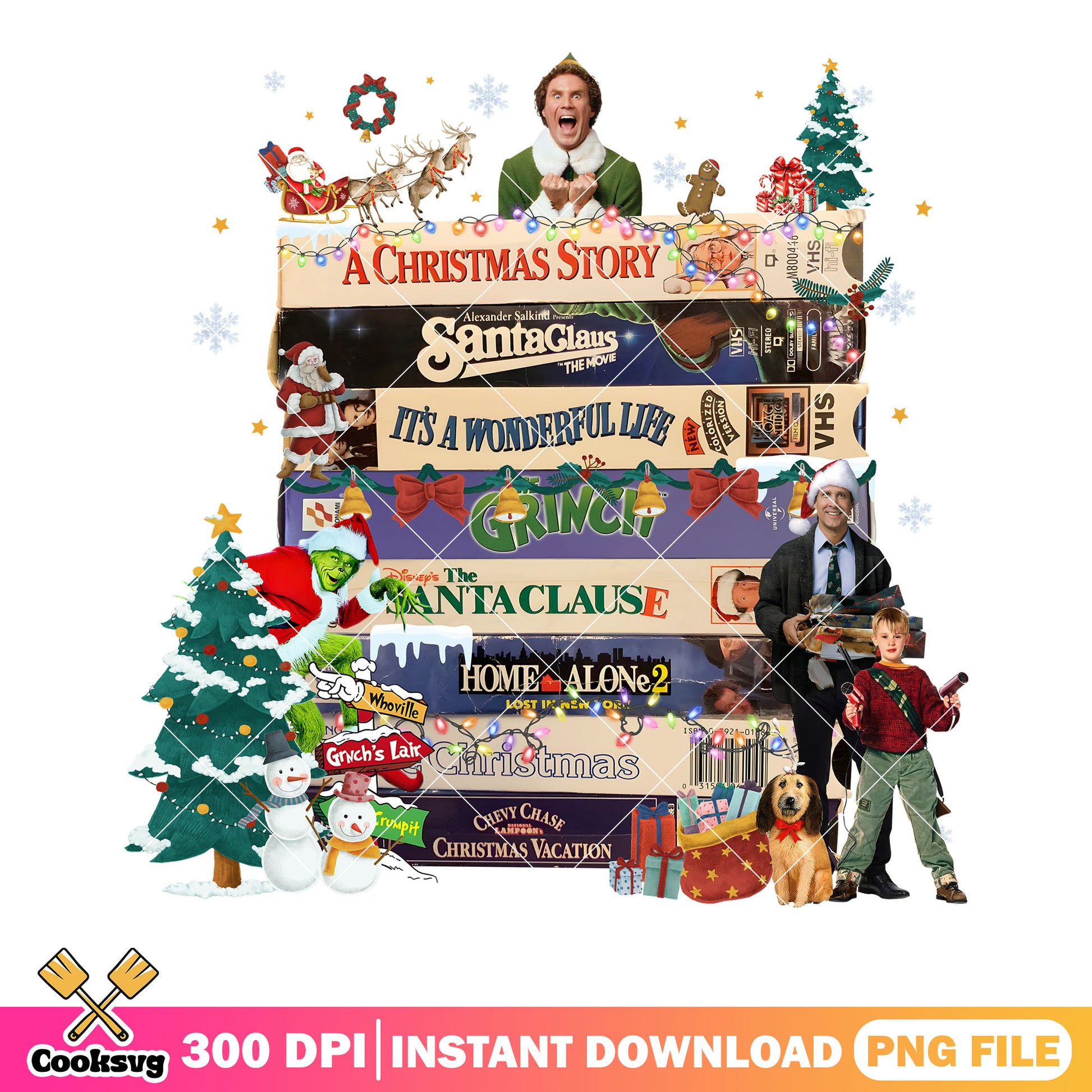 Movie for christmas night png, christmas tree png, christmas gifts png