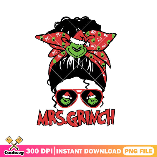 Mrs grinch girl head png, girls grinch shirt​ png, mrs grinch​ png
