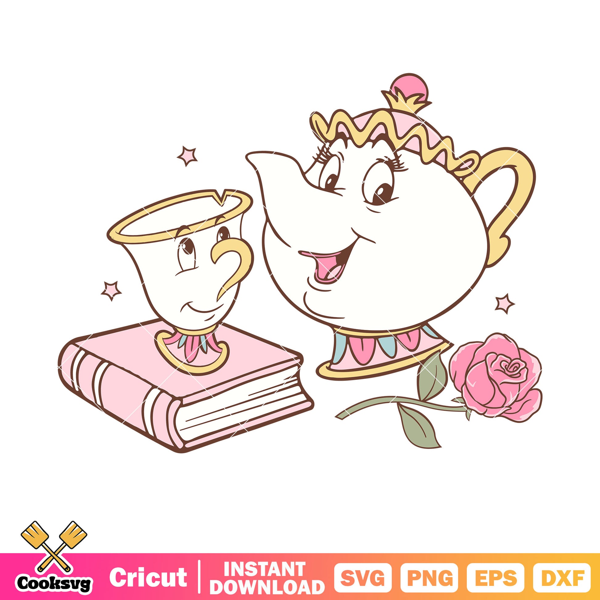 Mrs potts and her son disney svg, mrs potts teapot​ svg, mrs potts svg