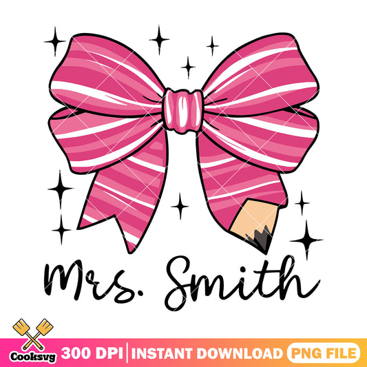 Mrs smith bow design png, big bow png, welcome back to school png