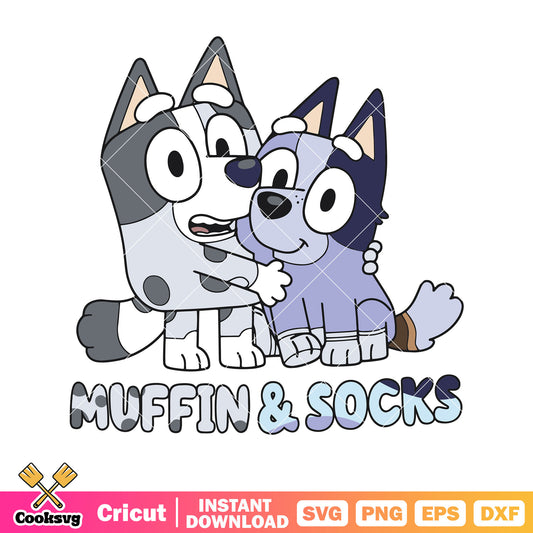 Muffin and socks bluey svg, character bluey svg, bluey happy birthday​ svg