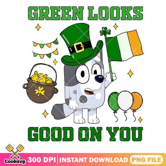 Muffin dog green looks good on you png, st patricks day muffins​ png