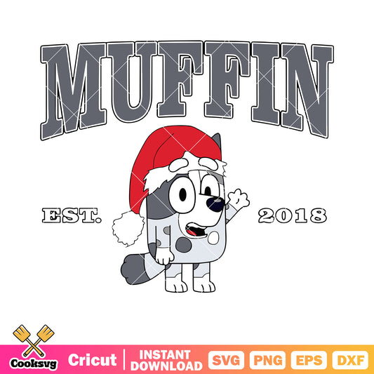 Muffin est 2018 svg, christmas hat svg, cartoon for kids​ svg