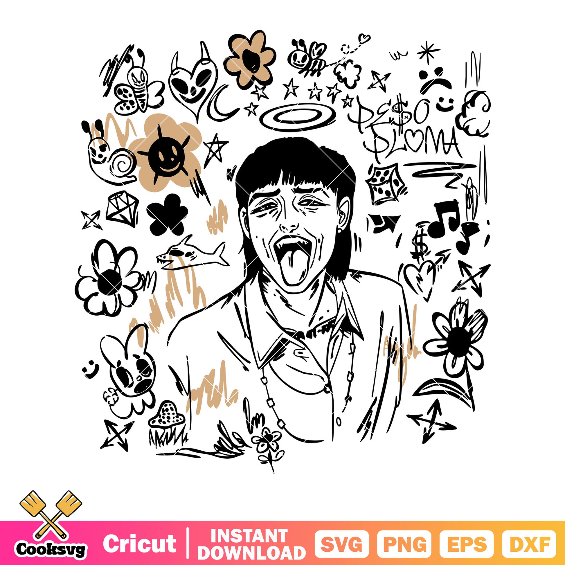 Mullet haircut guy svg, evil heart icon svg, Peso paloma​ svg